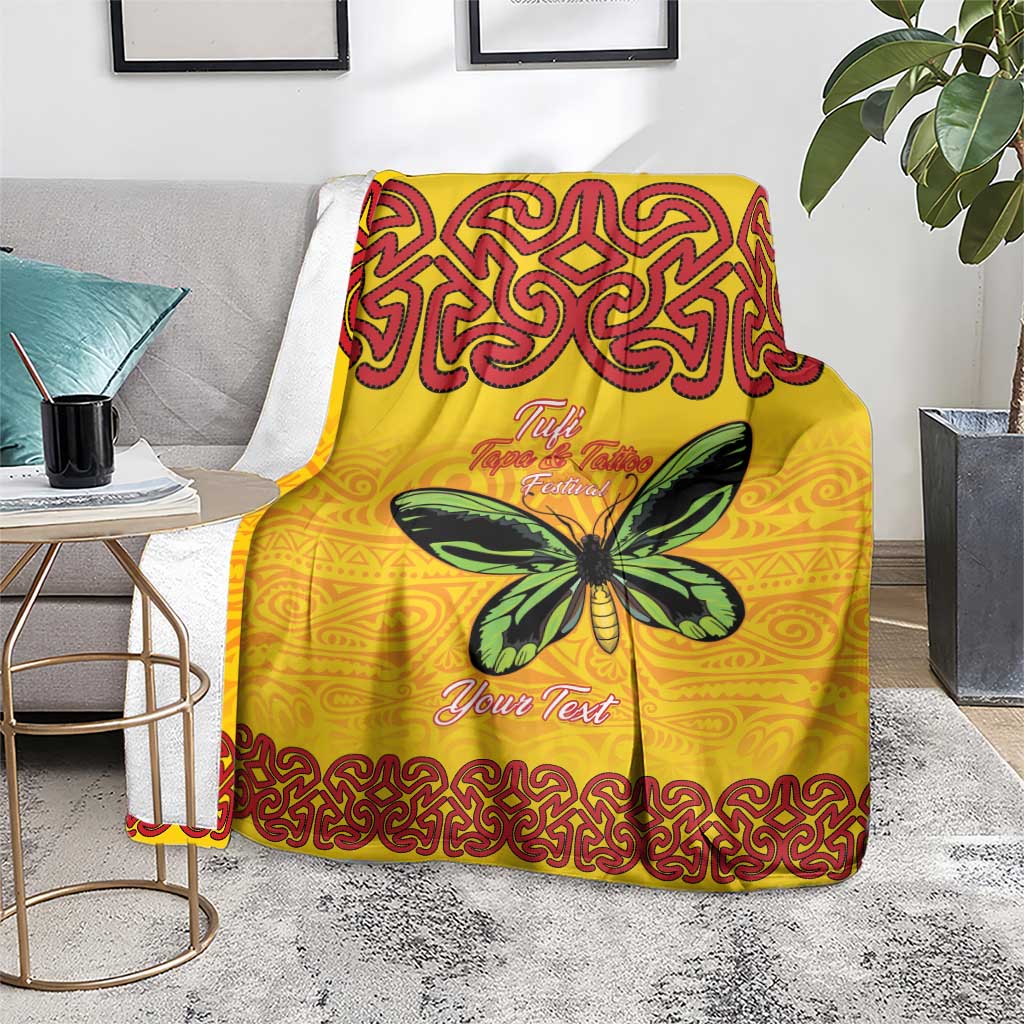Personalised Tufi Tapa and Tattoo Festival Blanket PNG Oro Butterfly Tapa Pattern - Polynesian Pride