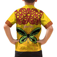 Personalised Tufi Tapa and Tattoo Festival Family Matching Off The Shoulder Long Sleeve Dress and Hawaiian Shirt PNG Oro Butterfly Tapa Pattern - Polynesian Pride