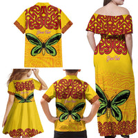 Personalised Tufi Tapa and Tattoo Festival Family Matching Off Shoulder Maxi Dress and Hawaiian Shirt PNG Oro Butterfly Tapa Pattern - Polynesian Pride