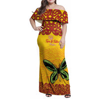 Personalised Tufi Tapa and Tattoo Festival Family Matching Off Shoulder Maxi Dress and Hawaiian Shirt PNG Oro Butterfly Tapa Pattern - Polynesian Pride