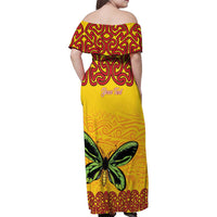 Personalised Tufi Tapa and Tattoo Festival Family Matching Off Shoulder Maxi Dress and Hawaiian Shirt PNG Oro Butterfly Tapa Pattern - Polynesian Pride