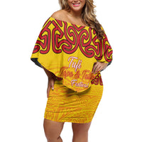 Personalised Tufi Tapa and Tattoo Festival Family Matching Off Shoulder Short Dress and Hawaiian Shirt PNG Oro Butterfly Tapa Pattern - Polynesian Pride