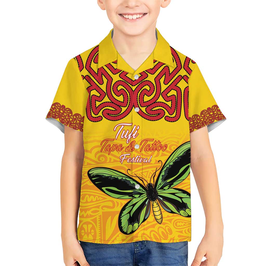 Personalised Tufi Tapa and Tattoo Festival Family Matching Short Sleeve Bodycon Dress and Hawaiian Shirt PNG Oro Butterfly Tapa Pattern - Polynesian Pride