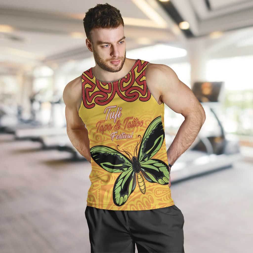 Personalised Tufi Tapa and Tattoo Festival Men Tank Top PNG Oro Butterfly Tapa Pattern - Polynesian Pride