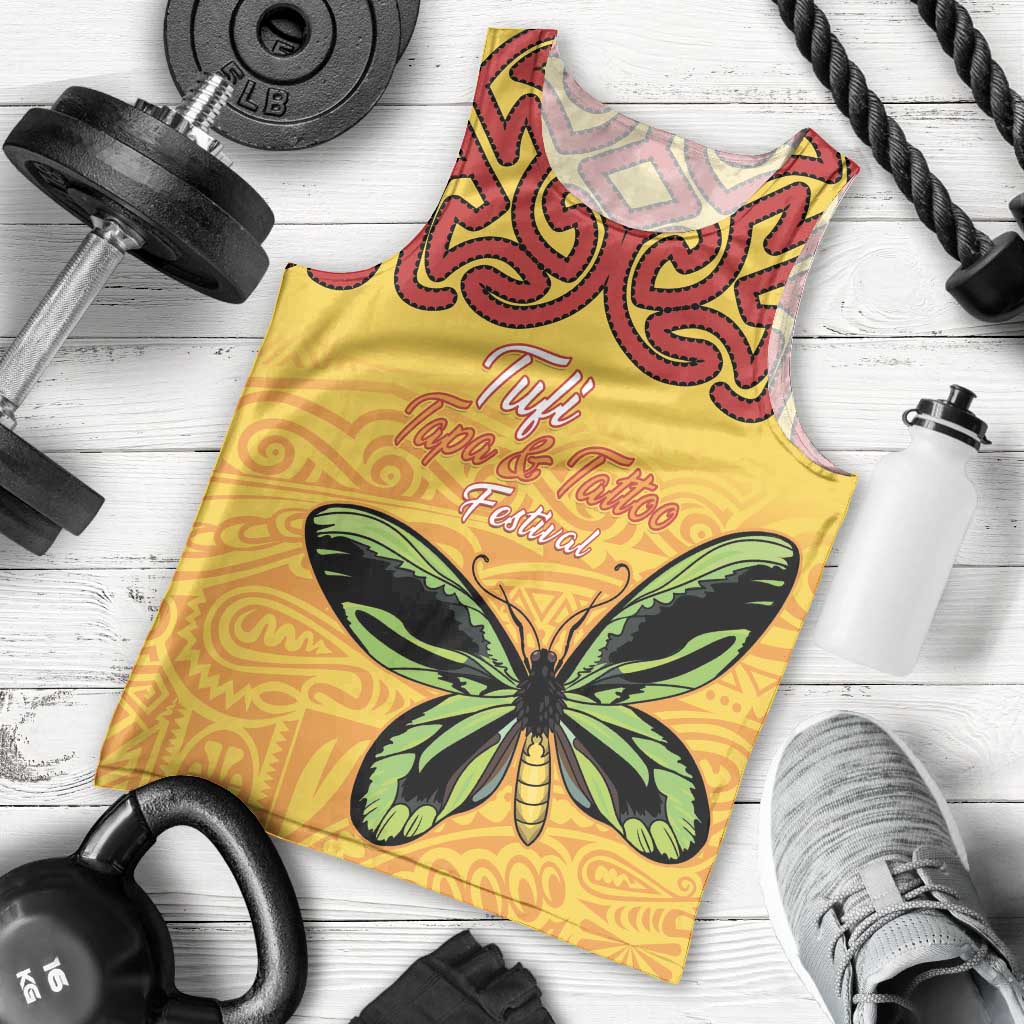 Personalised Tufi Tapa and Tattoo Festival Men Tank Top PNG Oro Butterfly Tapa Pattern - Polynesian Pride