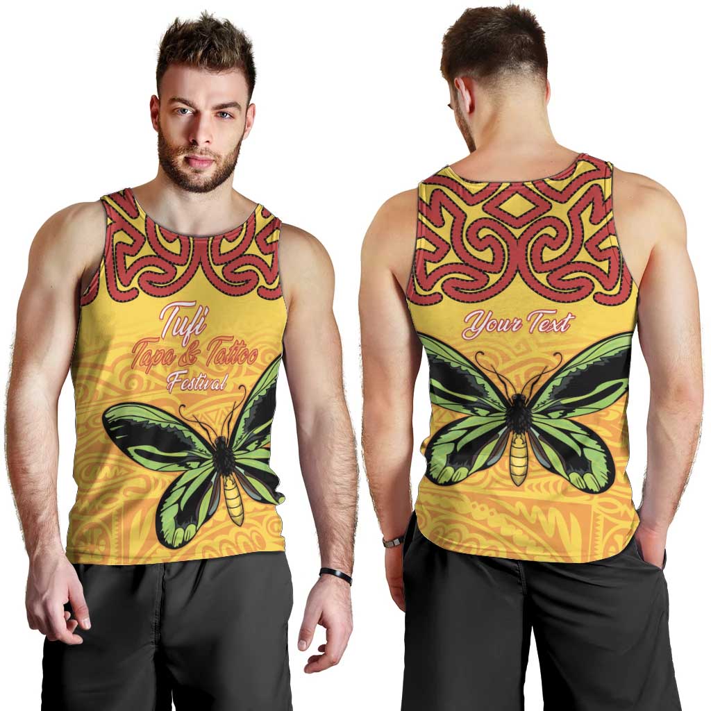 Personalised Tufi Tapa and Tattoo Festival Men Tank Top PNG Oro Butterfly Tapa Pattern - Polynesian Pride
