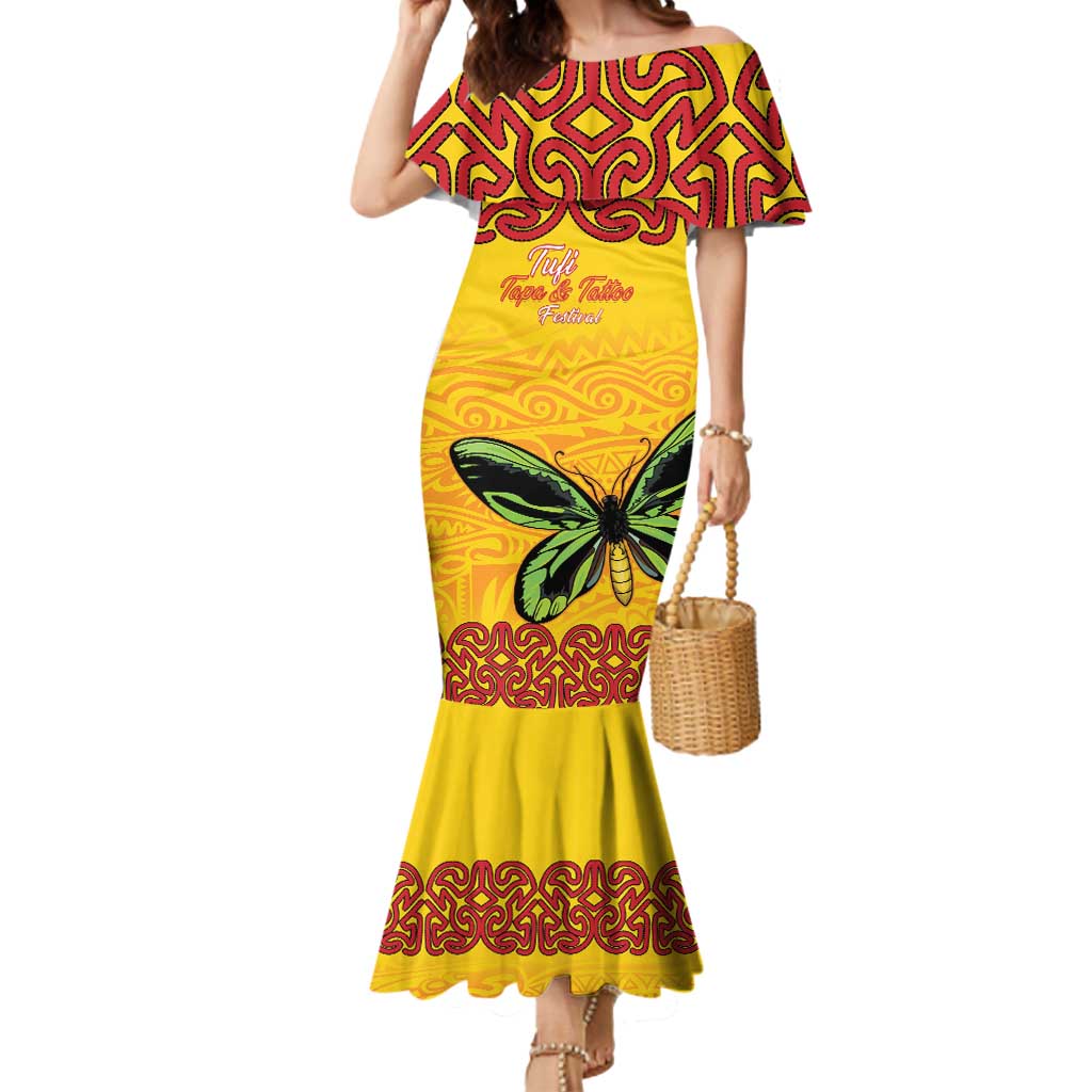 Personalised Tufi Tapa and Tattoo Festival Mermaid Dress PNG Oro Butterfly Tapa Pattern - Polynesian Pride
