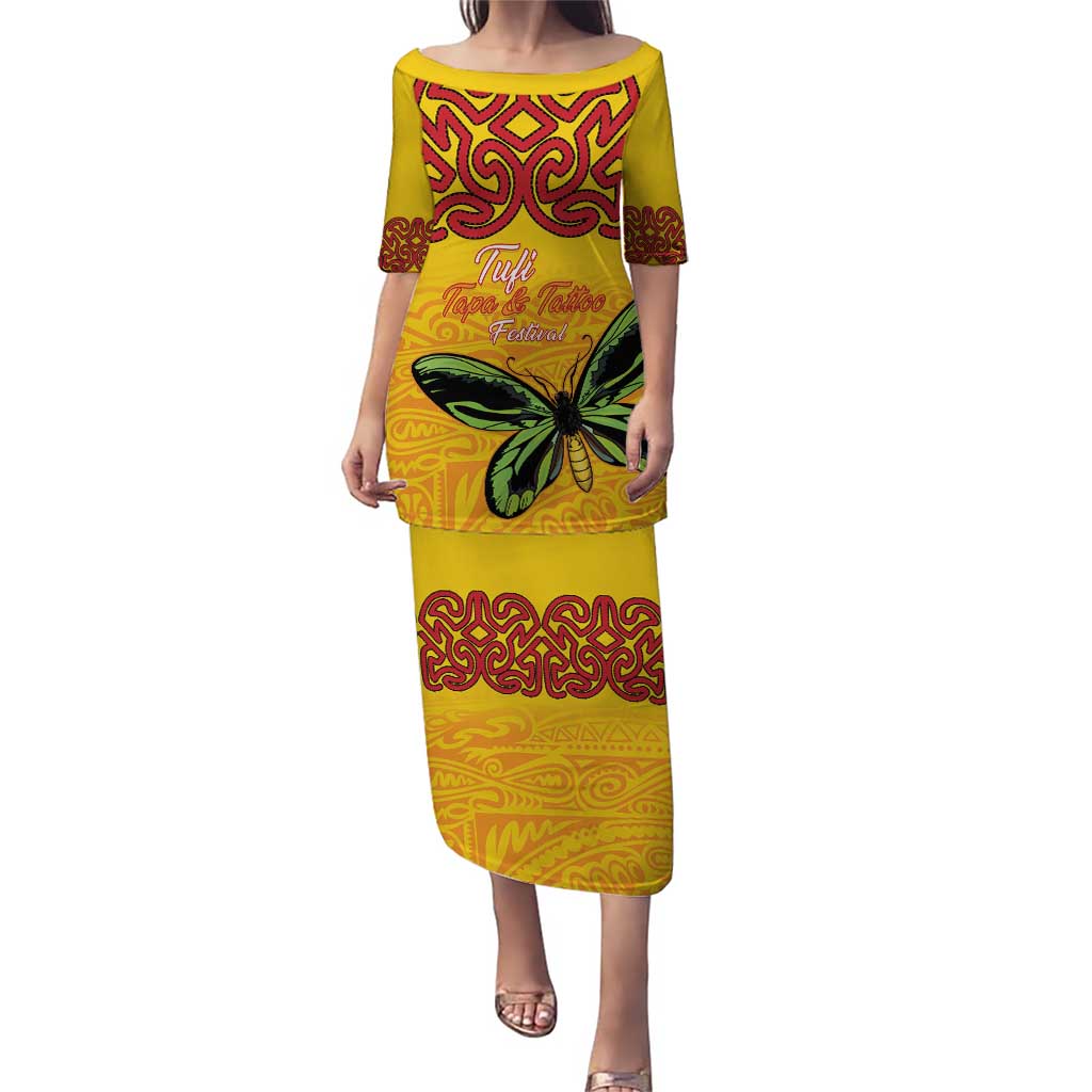 Personalised Tufi Tapa and Tattoo Festival Puletasi PNG Oro Butterfly Tapa Pattern - Polynesian Pride