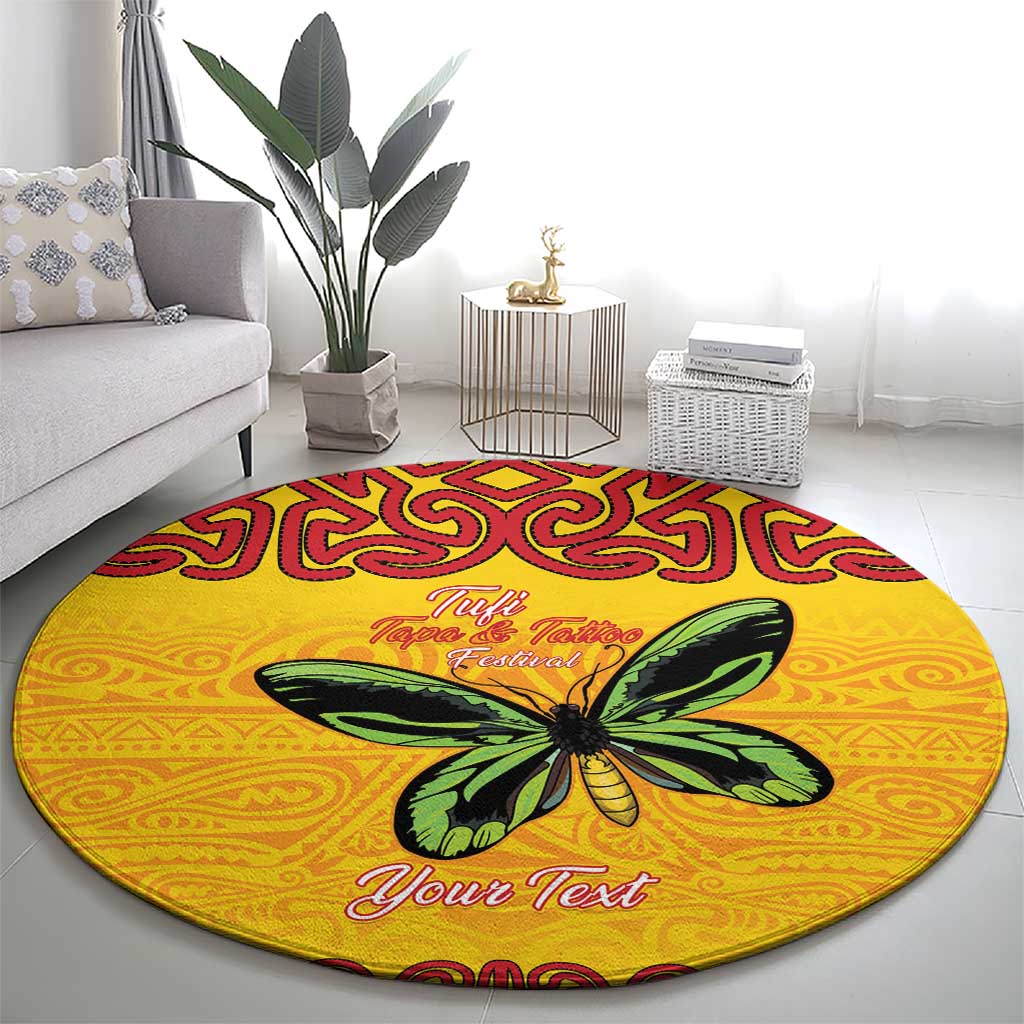 Personalised Tufi Tapa and Tattoo Festival Round Carpet PNG Oro Butterfly Tapa Pattern - Polynesian Pride