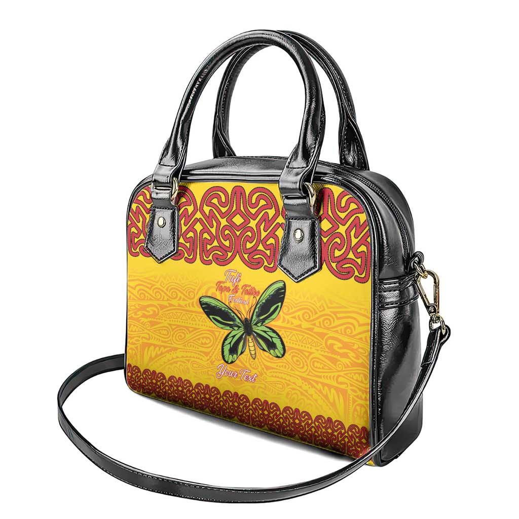 Personalised Tufi Tapa and Tattoo Festival Shoulder Handbag PNG Oro Butterfly Tapa Pattern - Polynesian Pride