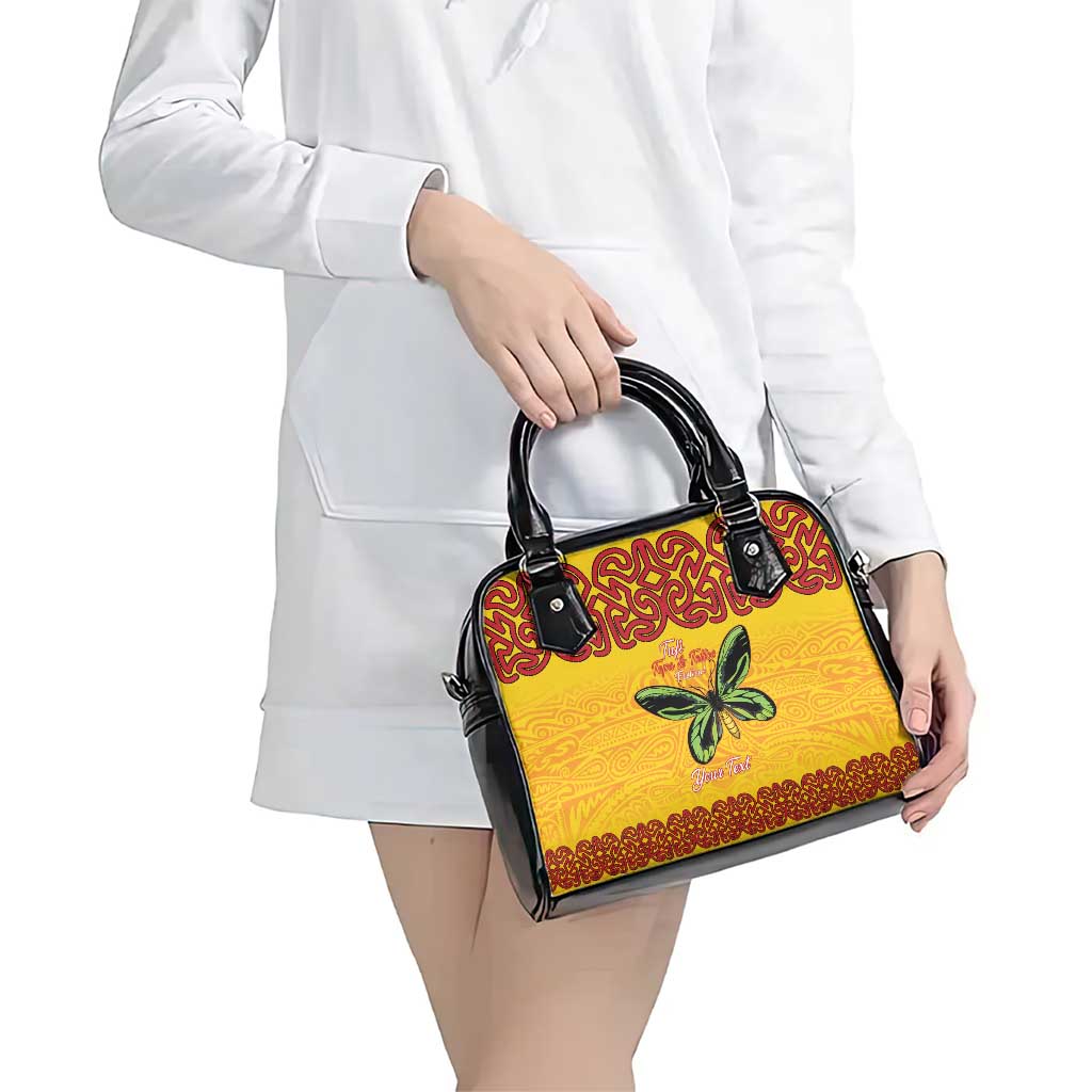 Personalised Tufi Tapa and Tattoo Festival Shoulder Handbag PNG Oro Butterfly Tapa Pattern - Polynesian Pride