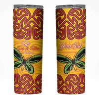 Personalised Tufi Tapa and Tattoo Festival Skinny Tumbler PNG Oro Butterfly Tapa Pattern - Polynesian Pride