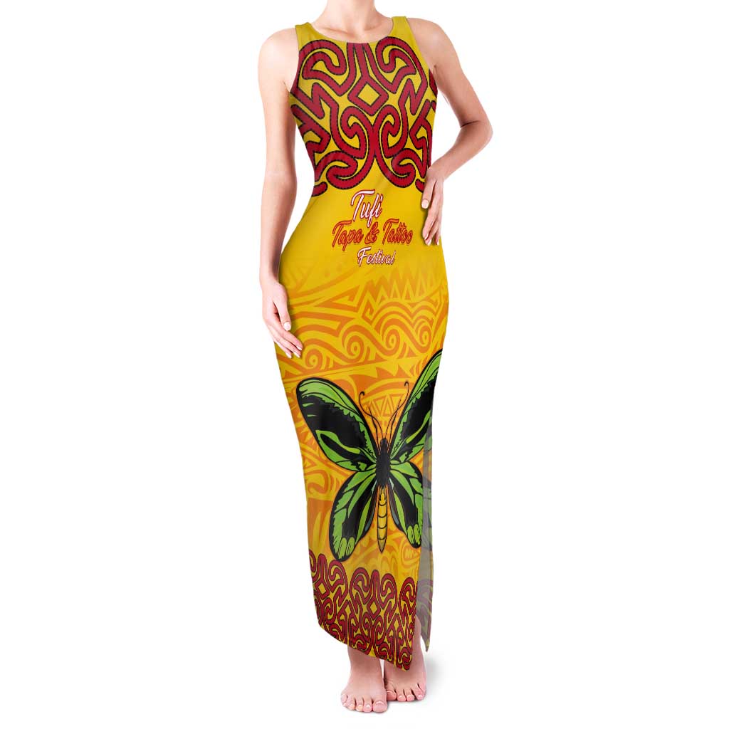 Personalised Tufi Tapa and Tattoo Festival Tank Maxi Dress PNG Oro Butterfly Tapa Pattern - Polynesian Pride