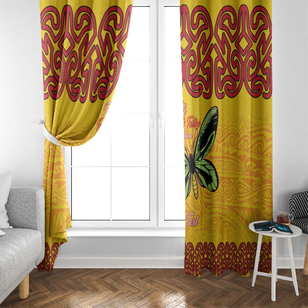 Personalised Tufi Tapa and Tattoo Festival Window Curtain PNG Oro Butterfly Tapa Pattern - Polynesian Pride