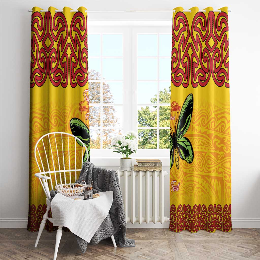 Personalised Tufi Tapa and Tattoo Festival Window Curtain PNG Oro Butterfly Tapa Pattern - Polynesian Pride