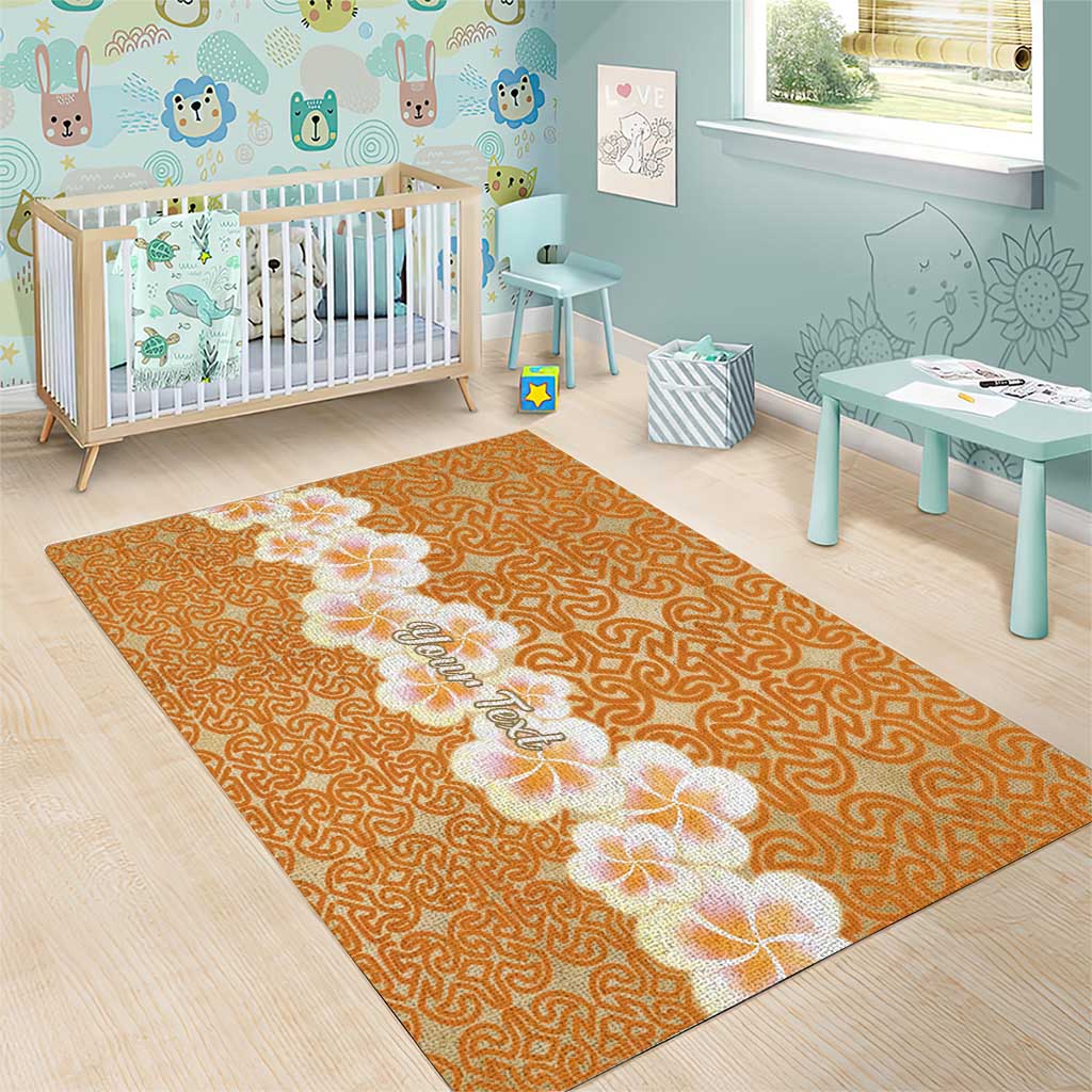 Personalised Tufi Tapa and Tattoo Festival Area Rug Oro Tapa Cloth With Plumeria - Polynesian Pride