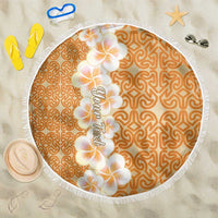 Personalised Tufi Tapa and Tattoo Festival Beach Blanket Oro Tapa Cloth With Plumeria - Polynesian Pride