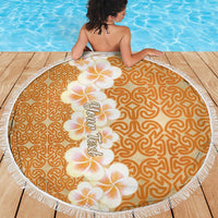 Personalised Tufi Tapa and Tattoo Festival Beach Blanket Oro Tapa Cloth With Plumeria - Polynesian Pride