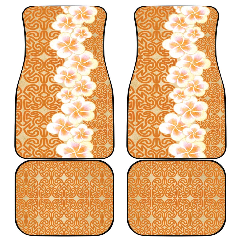Personalised Tufi Tapa and Tattoo Festival Car Mats Oro Tapa Cloth With Plumeria - Polynesian Pride