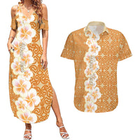 Personalised Tufi Tapa and Tattoo Festival Couples Matching Summer Maxi Dress and Hawaiian Shirt Oro Tapa Cloth With Plumeria - Polynesian Pride