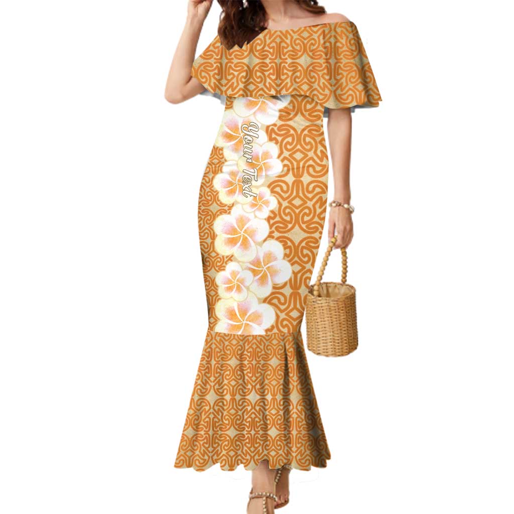 Personalised Tufi Tapa and Tattoo Festival Family Matching Mermaid Dress and Hawaiian Shirt Oro Tapa Cloth With Plumeria - Polynesian Pride