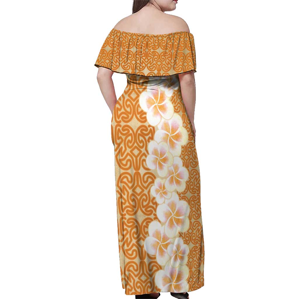 Personalised Tufi Tapa and Tattoo Festival Family Matching Off Shoulder Maxi Dress and Hawaiian Shirt Oro Tapa Cloth With Plumeria - Polynesian Pride