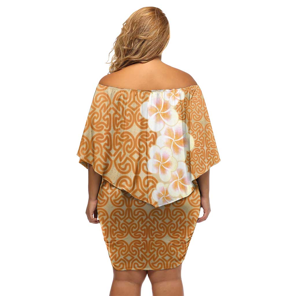 Personalised Tufi Tapa and Tattoo Festival Family Matching Off Shoulder Short Dress and Hawaiian Shirt Oro Tapa Cloth With Plumeria - Polynesian Pride