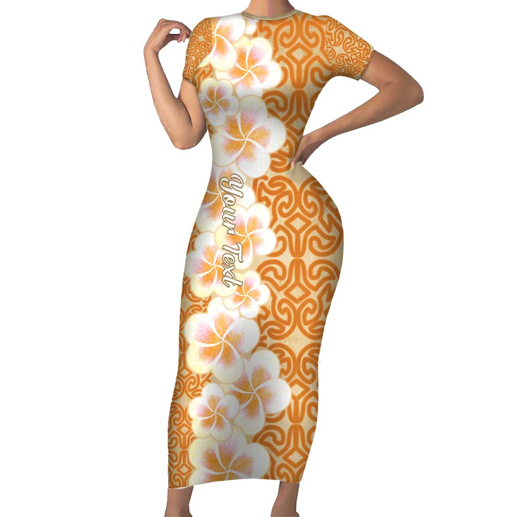 Personalised Tufi Tapa and Tattoo Festival Family Matching Short Sleeve Bodycon Dress and Hawaiian Shirt Oro Tapa Cloth With Plumeria - Polynesian Pride