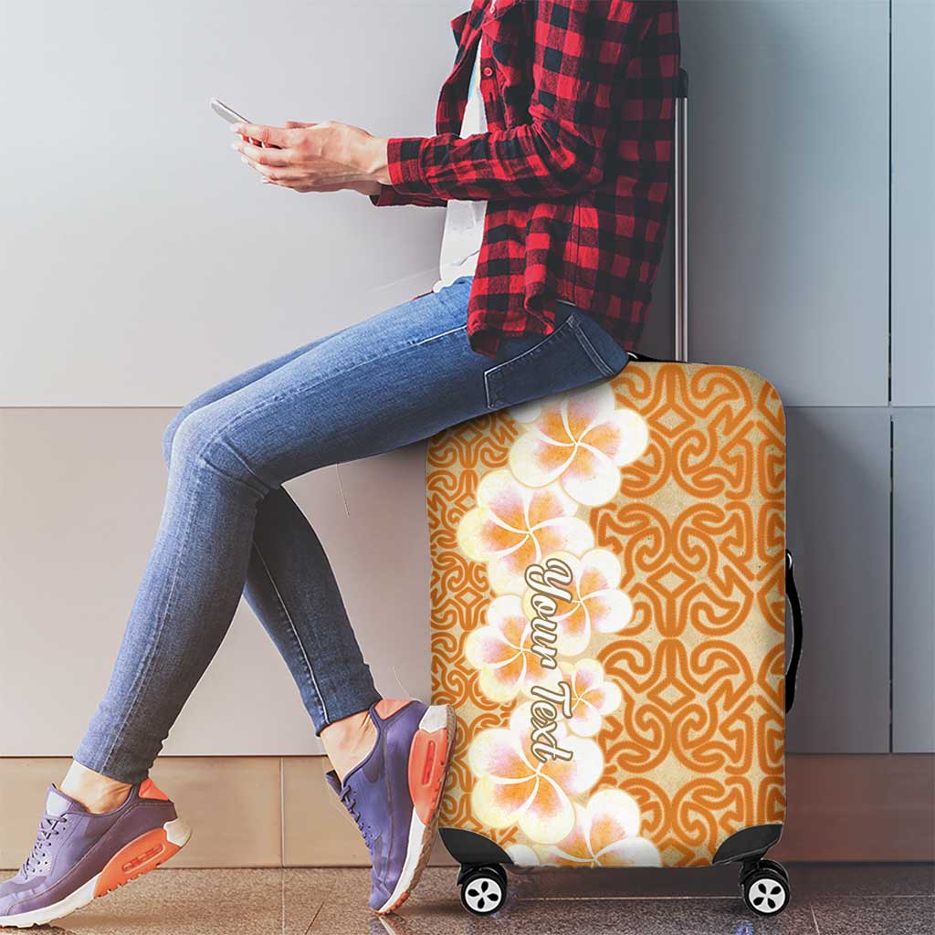 Personalised Tufi Tapa and Tattoo Festival Luggage Cover Oro Tapa Cloth With Plumeria - Polynesian Pride