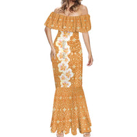 Personalised Tufi Tapa and Tattoo Festival Mermaid Dress Oro Tapa Cloth With Plumeria LT14 - Polynesian Pride