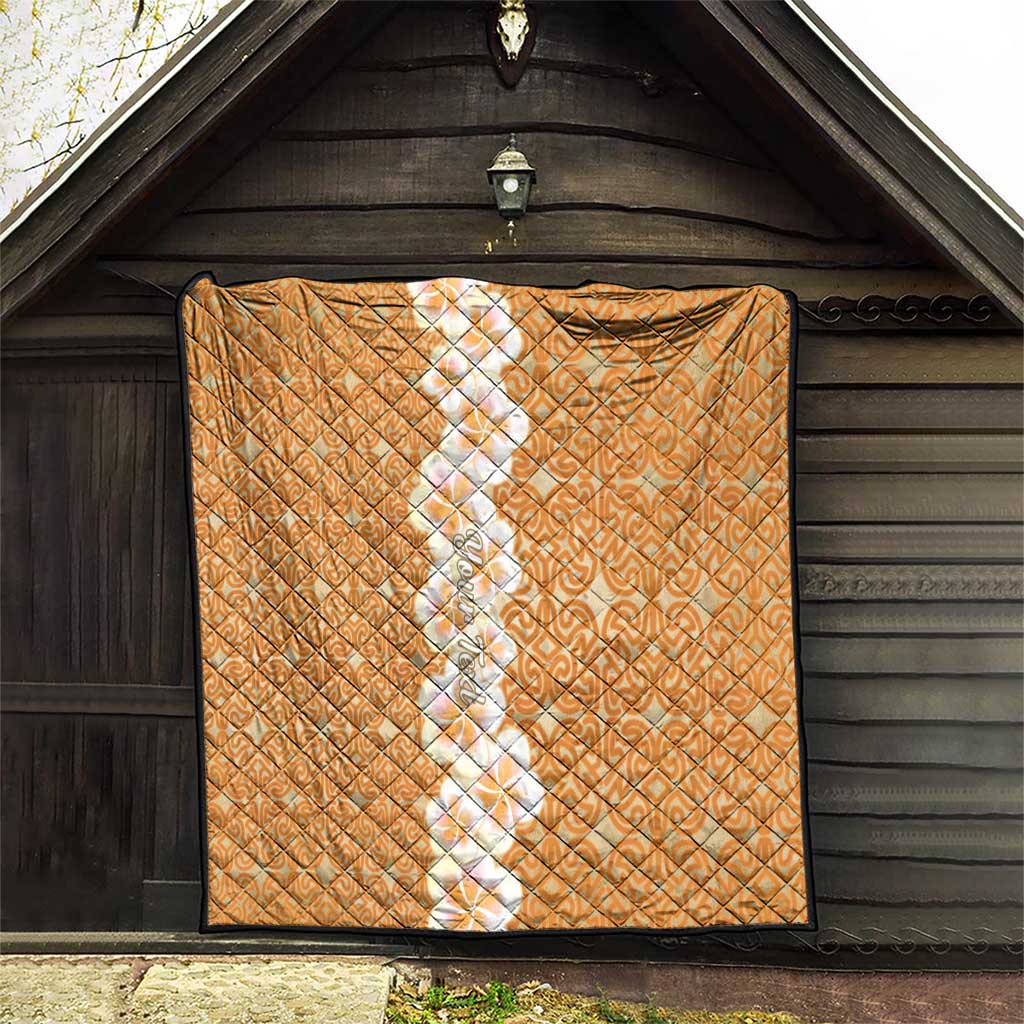 Personalised Tufi Tapa and Tattoo Festival Quilt Oro Tapa Cloth With Plumeria - Polynesian Pride