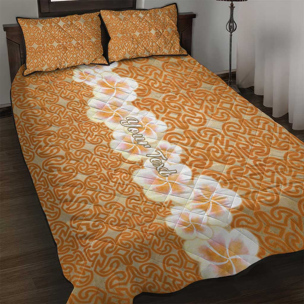 Personalised Tufi Tapa and Tattoo Festival Quilt Bed Set Oro Tapa Cloth With Plumeria - Polynesian Pride