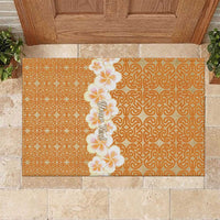 Personalised Tufi Tapa and Tattoo Festival Rubber Doormat Oro Tapa Cloth With Plumeria LT14 Brown - Polynesian Pride