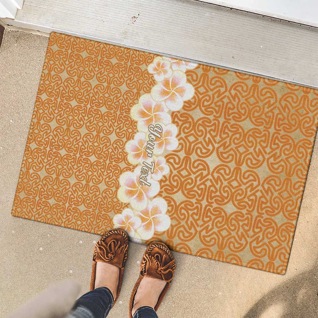Personalised Tufi Tapa and Tattoo Festival Rubber Doormat Oro Tapa Cloth With Plumeria LT14 - Polynesian Pride
