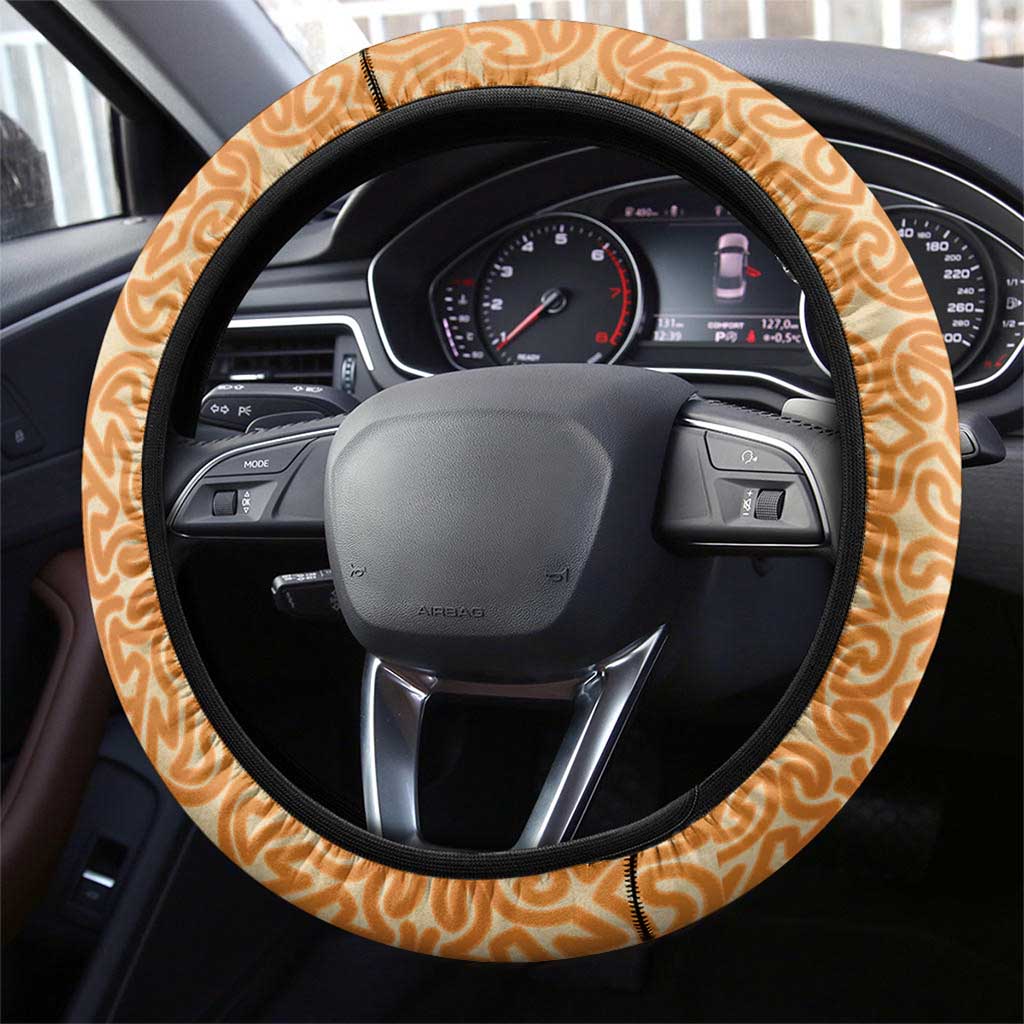 Tufi Tapa and Tattoo Festival Steering Wheel Cover Oro Tapa Cloth With Plumeria - Polynesian Pride