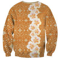 Personalised Tufi Tapa and Tattoo Festival Sweatshirt Oro Tapa Cloth With Plumeria - Polynesian Pride
