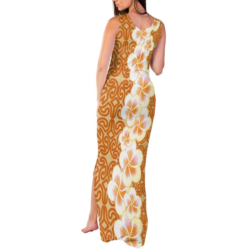 Personalised Tufi Tapa and Tattoo Festival Tank Maxi Dress Oro Tapa Cloth With Plumeria - Polynesian Pride