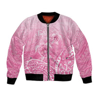 Personalised Polynesia Breast Cancer Awareness Bomber Jacket No One Fights Alone Turtle Ribbon - Pink Version