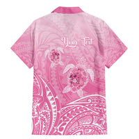 Personalised Polynesia Breast Cancer Awareness Family Matching Mermaid Dress and Hawaiian Shirt No One Fights Alone Turtle Ribbon - Pink Version