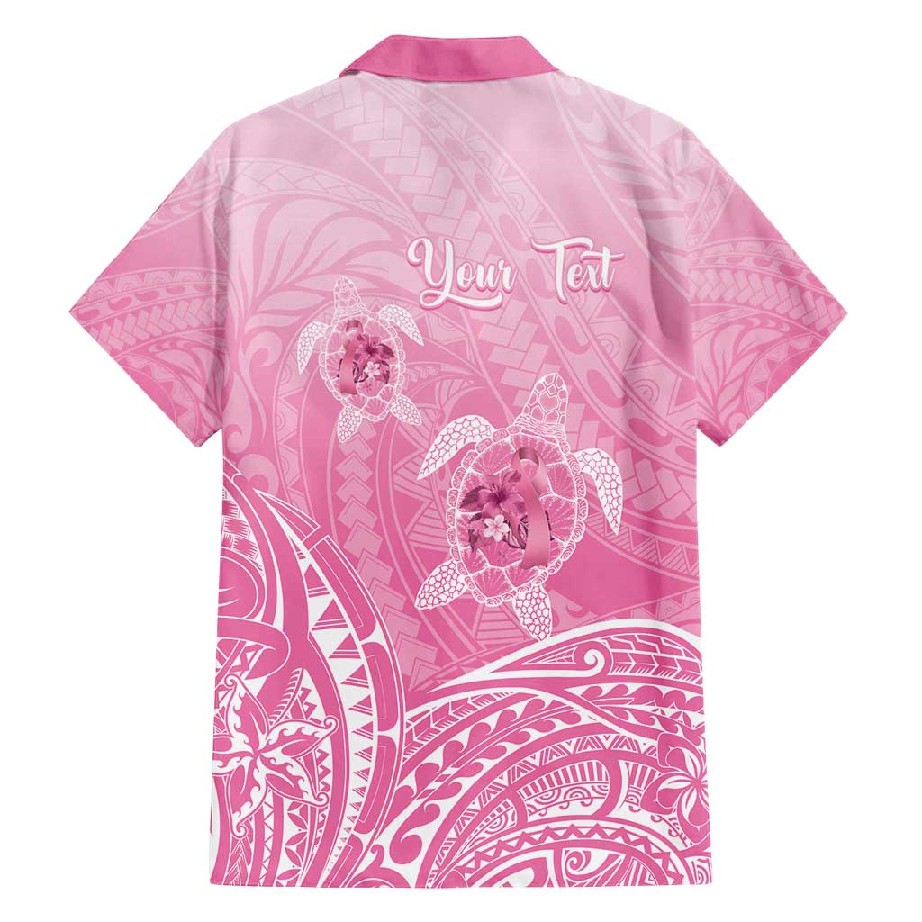 Personalised Polynesia Breast Cancer Awareness Family Matching Tank Maxi Dress and Hawaiian Shirt No One Fights Alone Turtle Ribbon - Pink Version