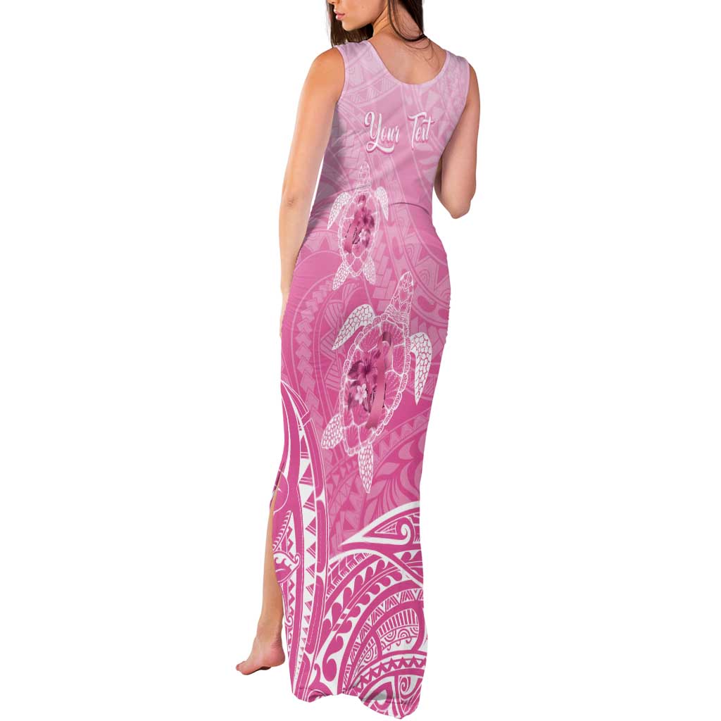 Personalised Polynesia Breast Cancer Awareness Tank Maxi Dress No One Fights Alone Turtle Ribbon - Pink Version
