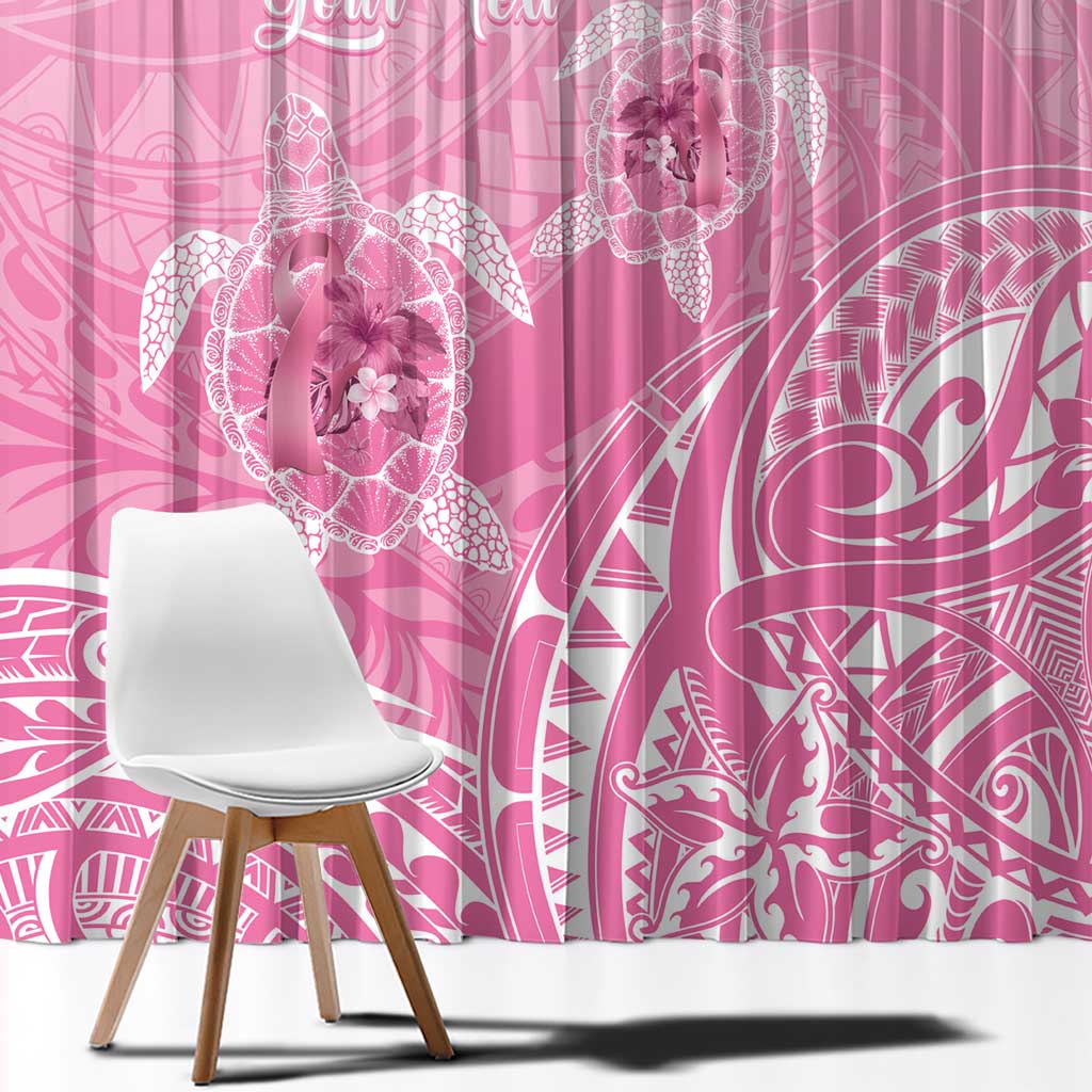 Personalised Polynesia Breast Cancer Awareness Window Curtain No One Fights Alone Turtle Ribbon - Pink Version