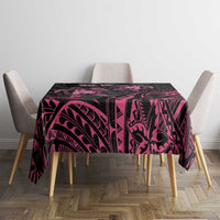 Personalised Polynesia Breast Cancer Awareness Tablecloth No One Fights Alone Turtle Ribbon - Black Version