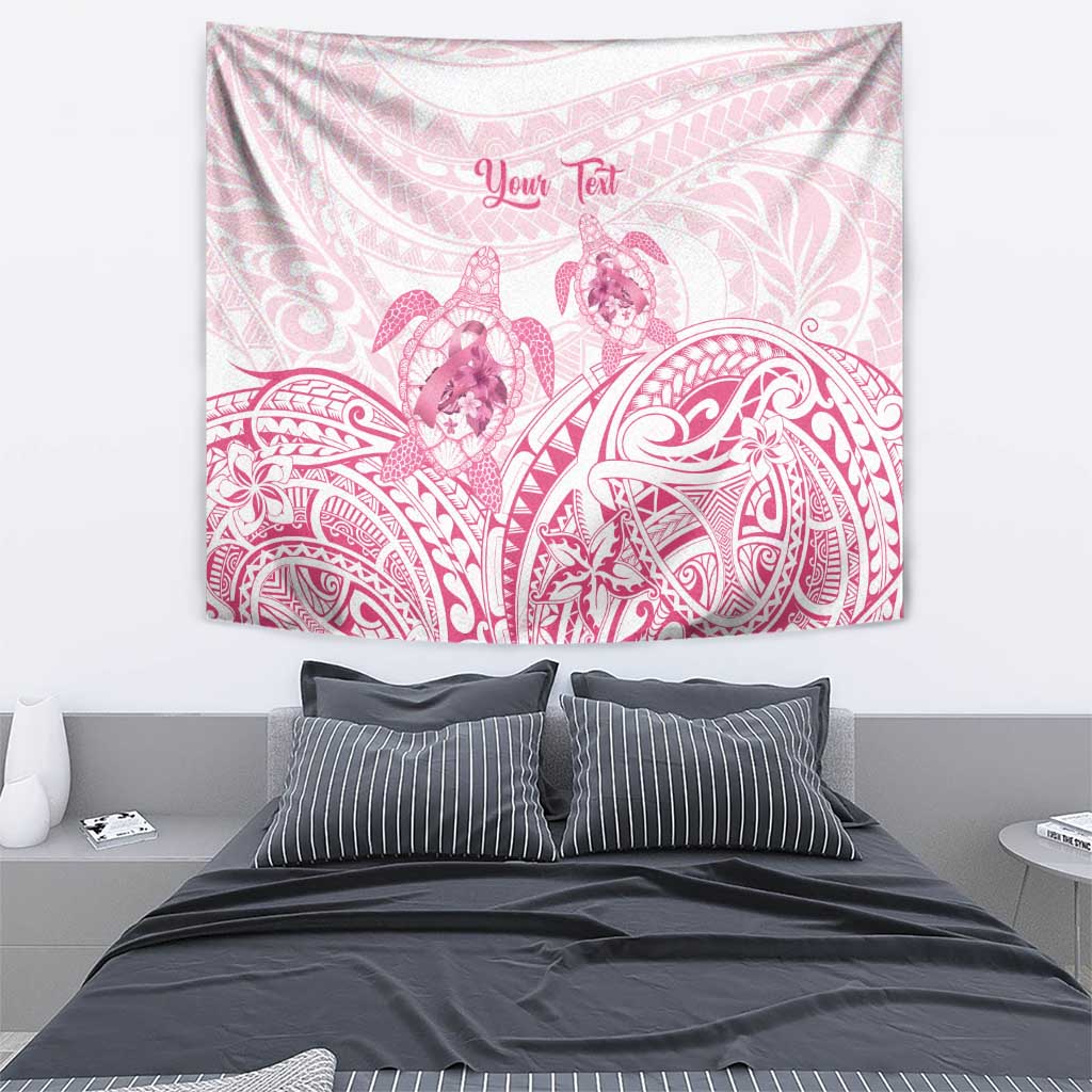 Personalised Polynesia Breast Cancer Awareness Tapestry No One Fights Alone Turtle Ribbon - White Version