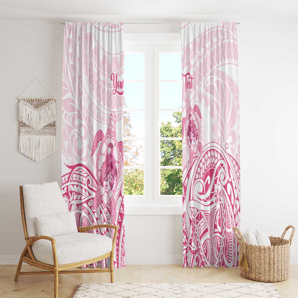 Personalised Polynesia Breast Cancer Awareness Window Curtain No One Fights Alone Turtle Ribbon - White Version