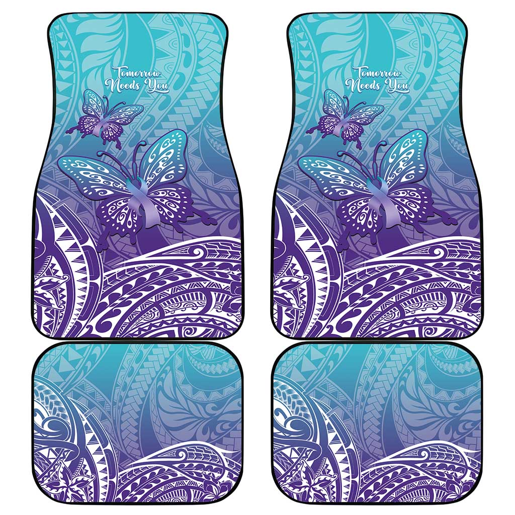 Polynesia Suicide Prevention Month Car Mats Butterfly Purple And Teal Ribbon Tomorrow Needs You