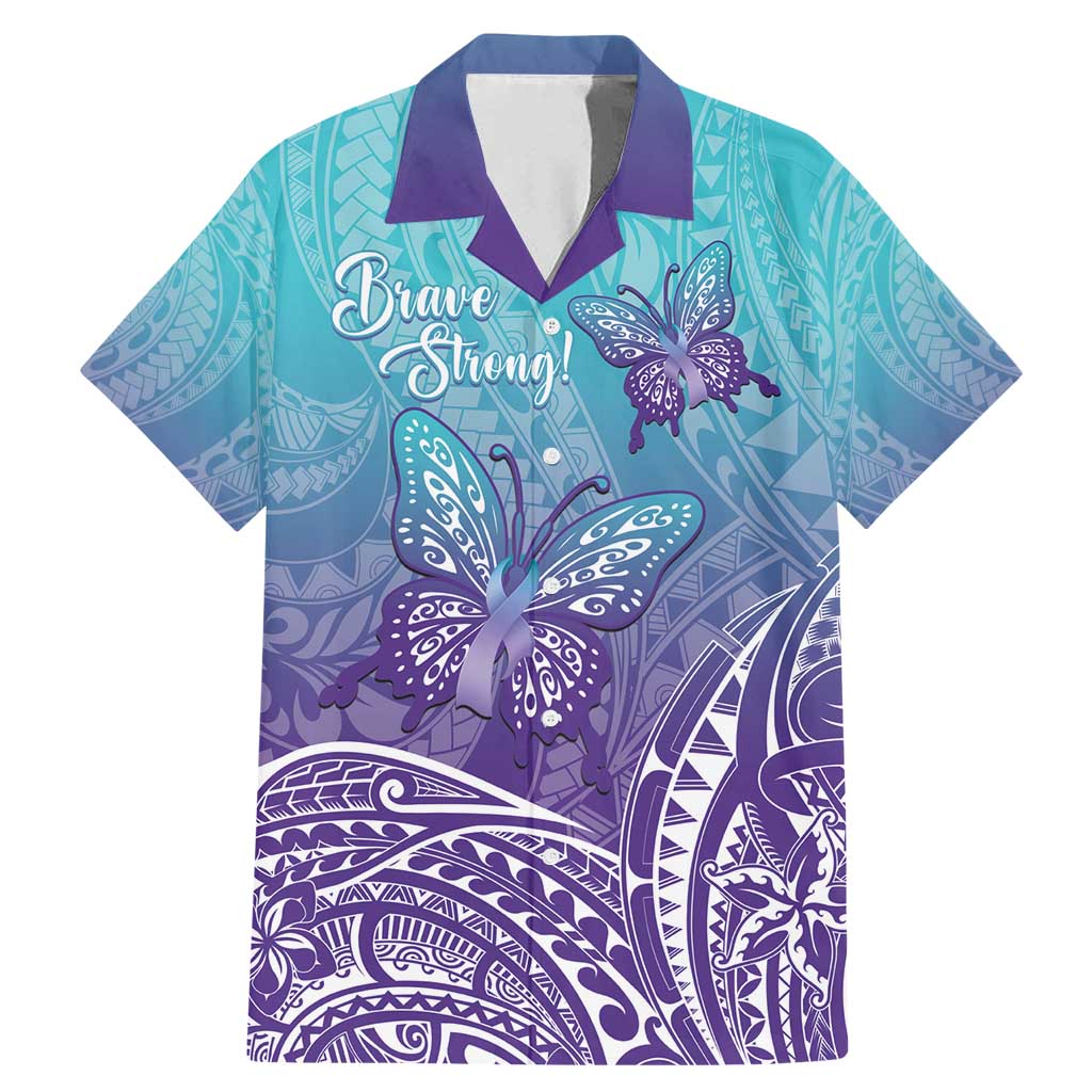 Polynesia Suicide Prevention Month Family Matching Mermaid Dress and Hawaiian Shirt Butterfly Purple And Teal Ribbon Tomorrow Needs You
