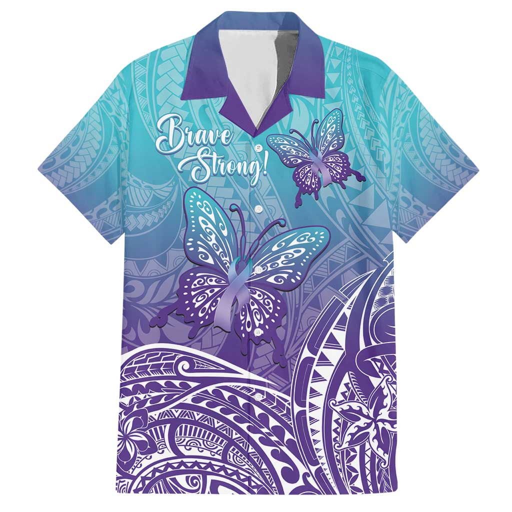 Polynesia Suicide Prevention Month Family Matching Short Sleeve Bodycon Dress and Hawaiian Shirt Butterfly Purple And Teal Ribbon Tomorrow Needs You