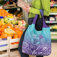 Polynesia Suicide Prevention Month Grocery Bag Butterfly Purple And Teal Ribbon Tomorrow Needs You
