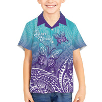 Polynesia Suicide Prevention Month Kid Hawaiian Shirt Butterfly Purple And Teal Ribbon Tomorrow Needs You LT14 Kid Teal - Polynesian Pride